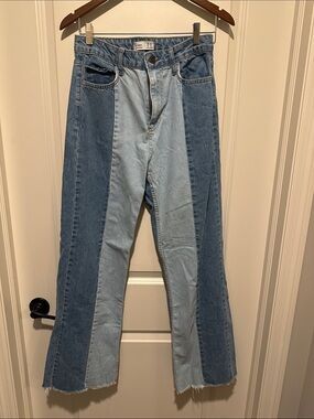 Fast Perry Two-Tone Blue Panel Jeans - Women